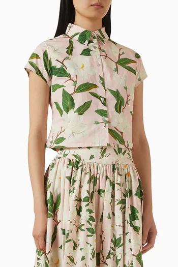 Printed Crop Shirt in Cotton