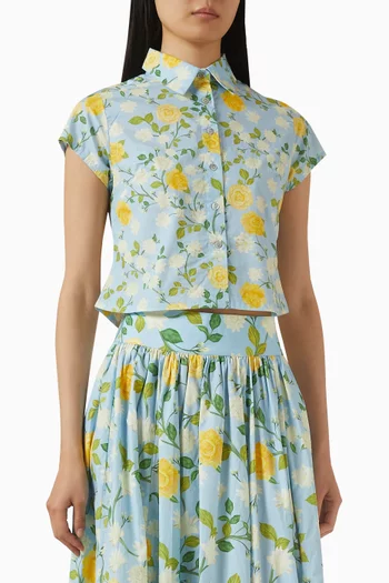 Printed Crop Shirt in Cotton