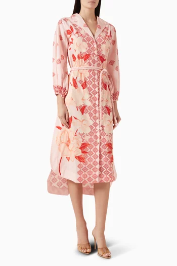 Blouson-sleeve Shirt Dress