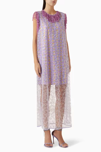 فستان لوناريا متوسط الطول مزيج فيسكوز