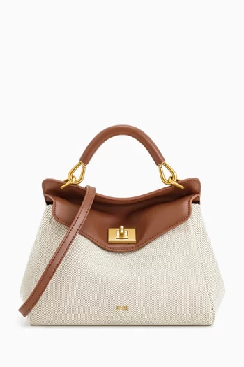 Lucia Classic Top Handle Bag in Canvas & Vegan Leather