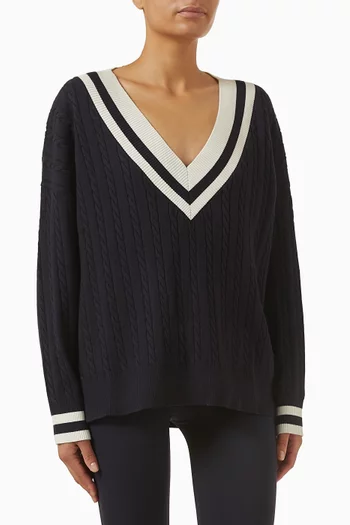 Oversized V-neck Cricket Sweater in Knit