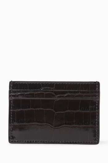 Credit Card Case in Croc-embossed Leather