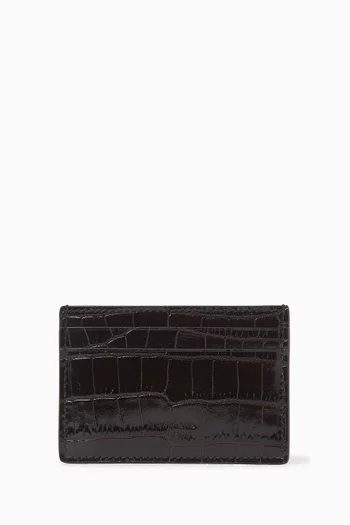Credit Card Case in Croc-embossed Leather