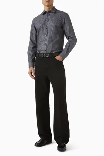 Checked Shirt in Cotton Poplin