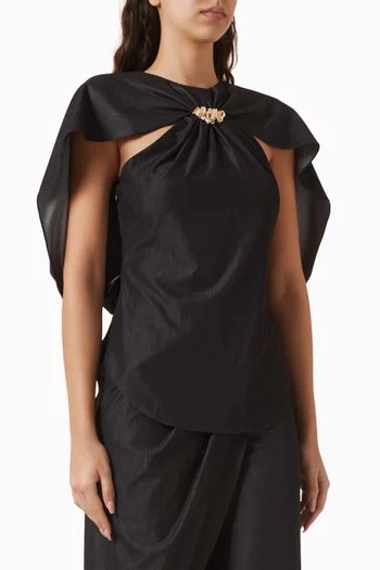 Georgia Cape Top in Denim Silk