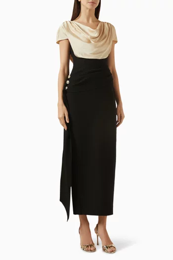 فستان باسيلدون بفتحة رقبة مطوية