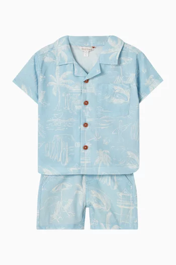 Surf's Up Linework Shorts in Cotton