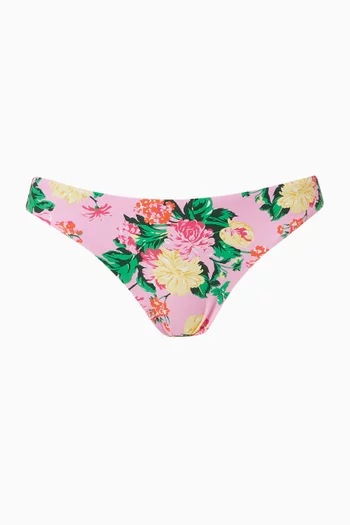 قطعة بيكيني سفلية بيزك بنقشة زهور وكشكش