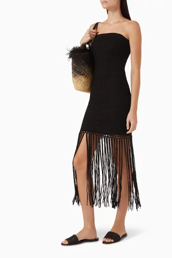 Vanessa Strapless Fringe Dress in Viscose