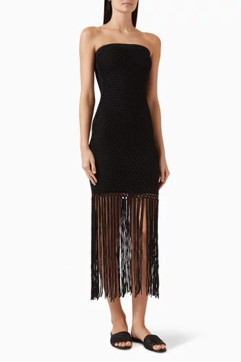 Vanessa Strapless Fringe Dress in Viscose
