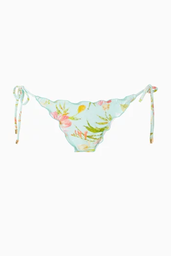 Embroidered Lettuce-edge Bikini Briefs