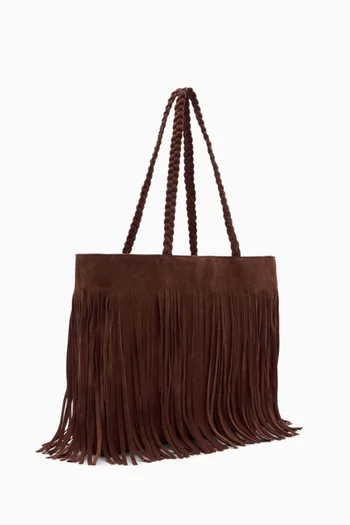 Luna Fringe Tote Bag in Suede