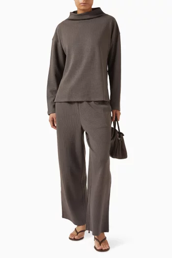 Doubleknit Funnel Neck Box-top in Waffle Cotton-blend