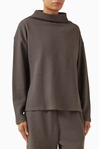 Doubleknit Funnel Neck Box-top in Waffle Cotton-blend