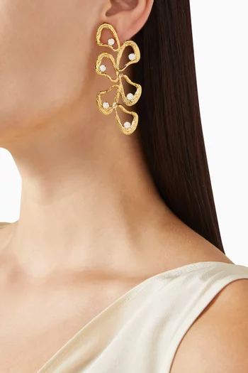Celestial Explosion Drop Earrings in 24kt Gold-plated Metal