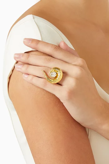 Spiral Sparkle Ring in 24kt Gold-plated Metal