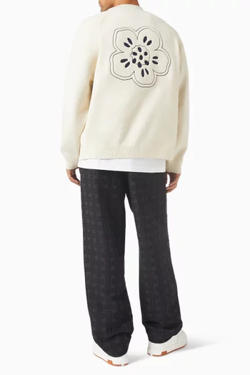 Boke Flower Embroidered Cardigan in Wool-knit