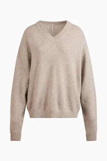 Wool Cashmere V Neck Pullover Sweater