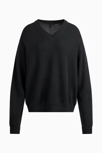 Wool Cashmere V Neck Pullover Sweater