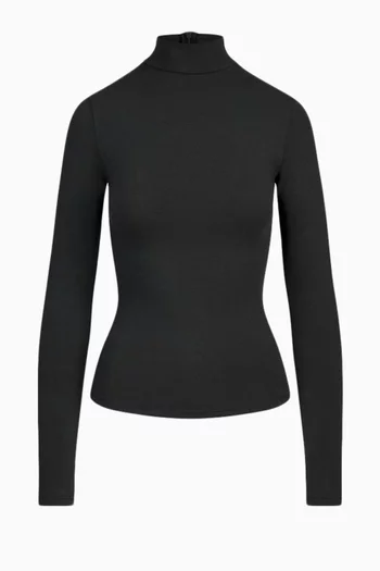 Cotton Jersey Turtleneck Top