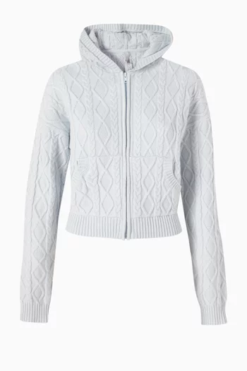 كنزة سنو باني بغطاء رأس وقصة ضيقة بغرزة الضفيرة