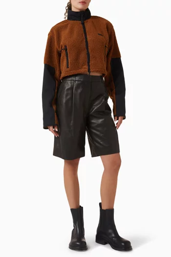Teddy Funnel-neck Cropped Jacket