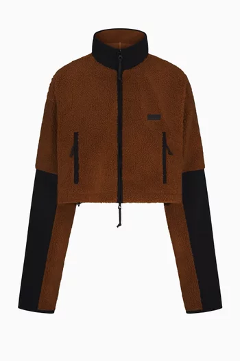 Teddy Funnel-neck Cropped Jacket