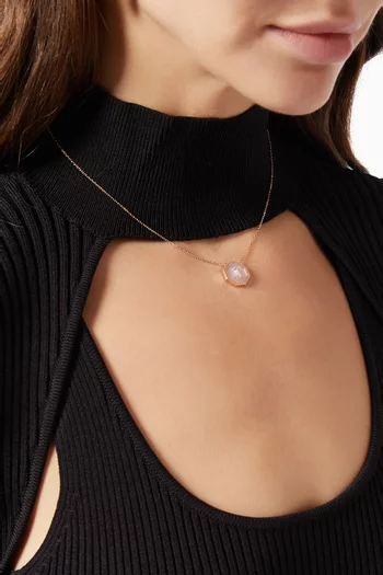 Harf Turath Letter 'J' Necklace with Diamonds in 18kt Rose Gold