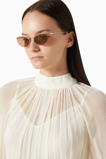 نظارة شمسية بإطار بيضاوي معدن