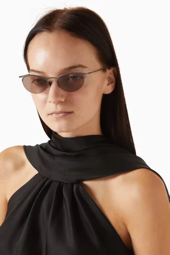 نظارة شمسية بإطار بيضاوي معدن