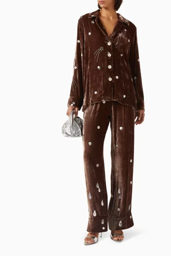 Louis Embellished Pyjama Pants in Velvet