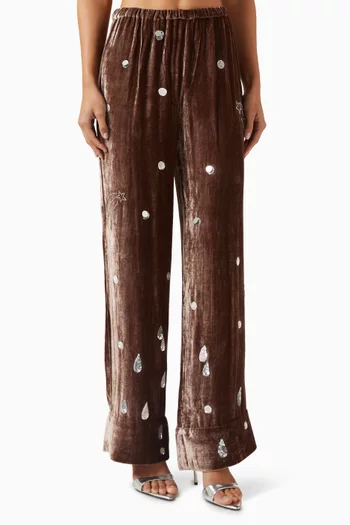 Louis Embellished Pyjama Pants in Velvet