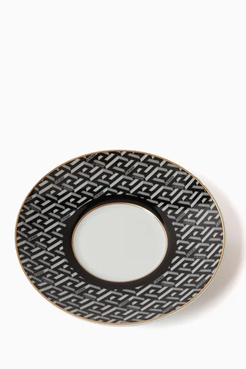 طقم فنجان قهوة وطبق بنقشة زخارف يونانية