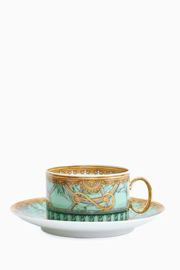 طقم فنجان شاي وطبق سكالا ديل بالازو بورسلين