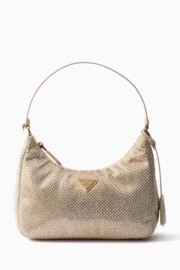 Mini Re-Edition 2005 Crystal-studded Bag in Satin