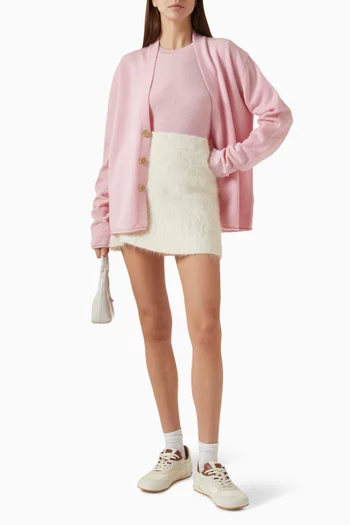 سترة بفتحة رقبة مستديرة وقصة قصيرة كشمير