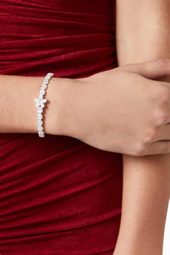 سوار بتصميم زهرة مرصع بالكريستال فضة إسترلينية