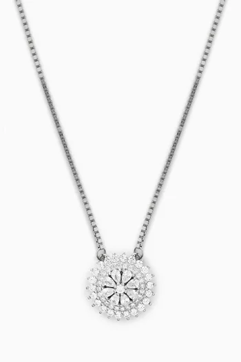 Round Pendant Charm Necklace in Sterling Silver