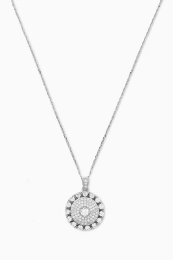Round Pendant Charm Necklace in Sterling Silver