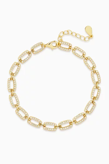 سوار بحلقات مرصعة بالكريستال فضة مطلية ذهب عيار 14