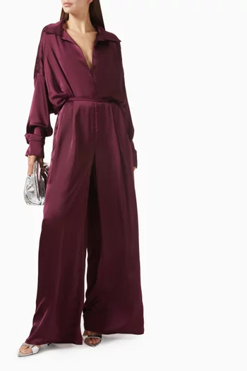 Super Oversized Boyfriend Shirt Bodysuit in Satin