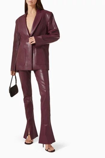 جاكيت إيزي فيت بزر واحد جلد نباتي