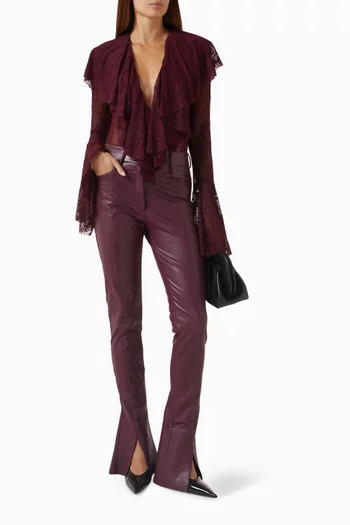 V-neck Ruffle Bodysuit in Lace