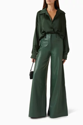 Super Oversized Boyfriend Shirt Bodysuit in Satin