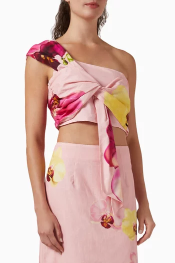 Maya Cropped Top in Linen-cotton Blend