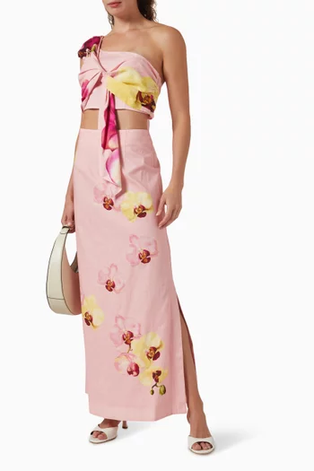 Nola Maxi Skirt in Linen-cotton Blend