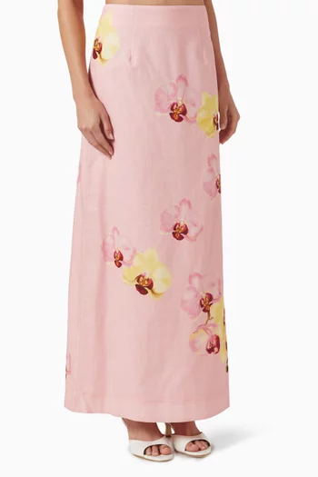 Nola Maxi Skirt in Linen-cotton Blend