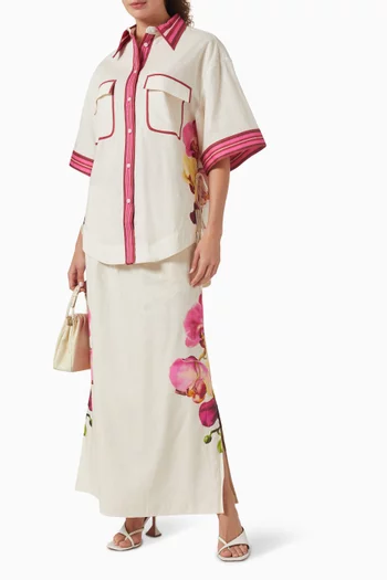 Ava Maxi Skirt in Linen-cotton Blend