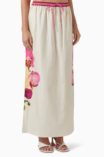 Ava Maxi Skirt in Linen-cotton Blend